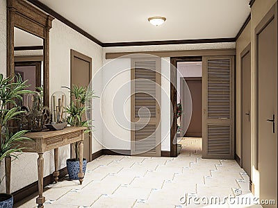 Spacious Hall basement mediterranean style interior Stock Photo