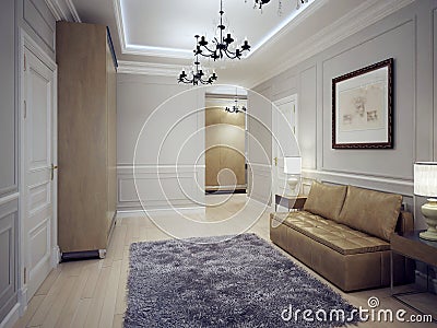 Spacious hallway art deco style Stock Photo