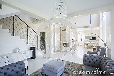 Spacious interior of modern house Stock Photo