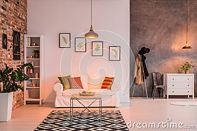 Spacious livign room with couch Stock Photo
