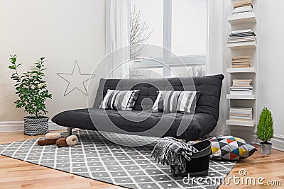 Spacious living room with modern decor Stock Photo