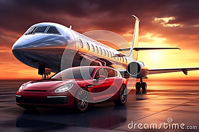 Spacious Luxury car private jet. Generate Ai Stock Photo