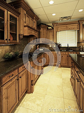 Spacious luxury kitchen Stock Photo