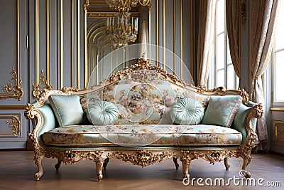 Spacious Luxury room antique. Generate Ai Stock Photo