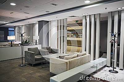 Spacious modern airport lounge for top-tier travelers Stock Photo