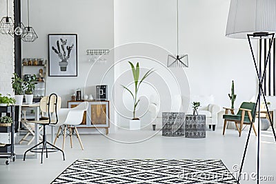 Spacious multifunctional room Stock Photo