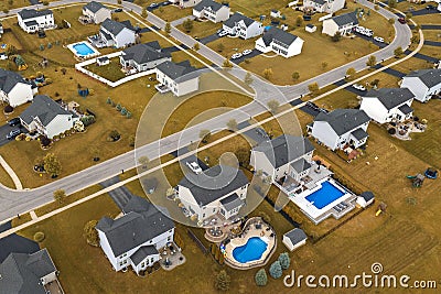 Spacious new single family homes in upstate New York residential area. Real estate development in american suburbs Stock Photo