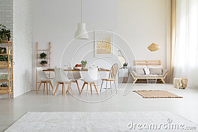 Spacious and simple dining room Stock Photo