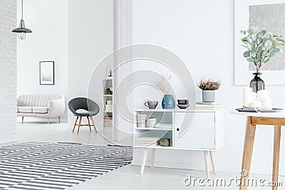 Spacious white apartment interior Stock Photo