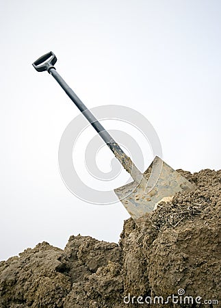 Spade in the dirt Stock Photo