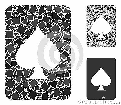 Spades gambling card Mosaic Icon of Rugged Elements Vector Illustration