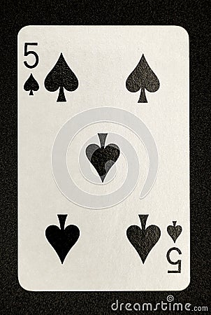 Spades playing card-Five Stock Photo