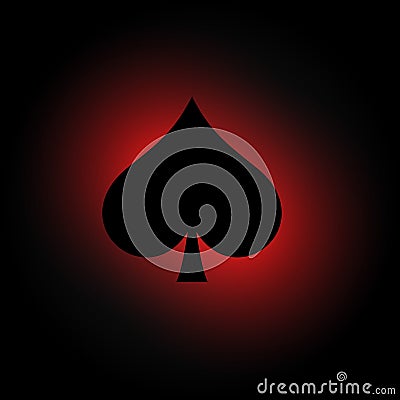 Spades symbol on dark background with red light Vector Illustration