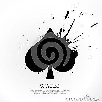 Spades symbol with ink splatter Vector Illustration