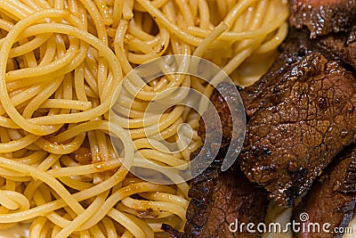 Spagetti Pasta with meat texture Stock Photo