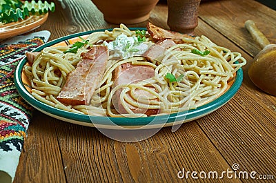 Spaghetti al guanciale Stock Photo