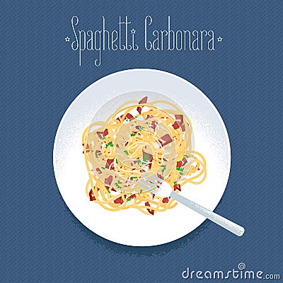 Spaghetti alla Carbonara, Italian pasta vector design element Vector Illustration