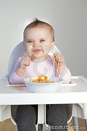 Spaghetti Baby Stock Photo