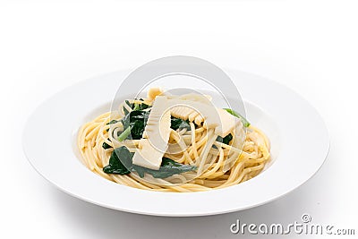 Spaghetti with Bamboo shoot Stock Photo