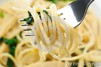 Spaghetti with Bamboo shoot Stock Photo