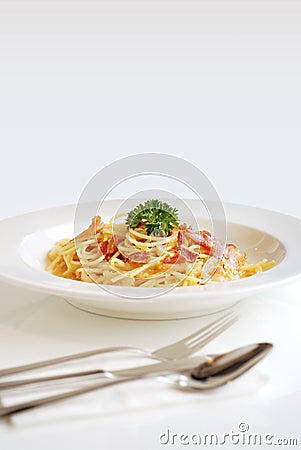 Spaghetti Carbonara Stock Photo