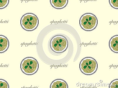 Spaghetti seamless pattern on yellow background Stock Photo