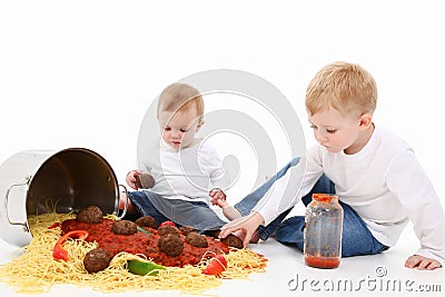 Spaghetti Children Stock Photo