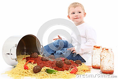 Spaghetti Children Stock Photo