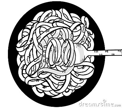 spaghetti doodle, hand drawing Vector Illustration