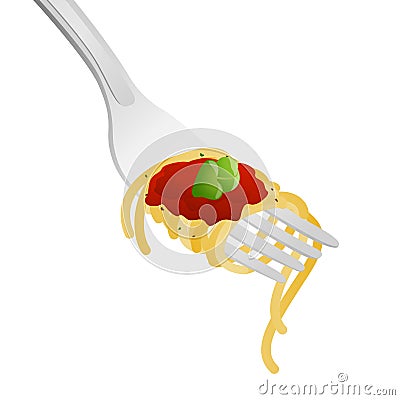 Spaghetti on a fork Vector Illustration