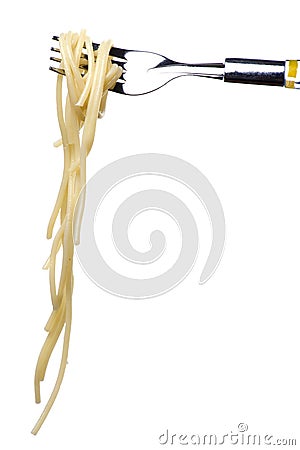 Spaghetti on fork close up Stock Photo