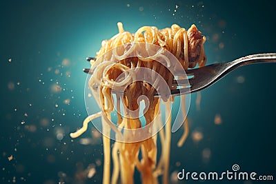 Spaghetti fork food. Generate AI Stock Photo