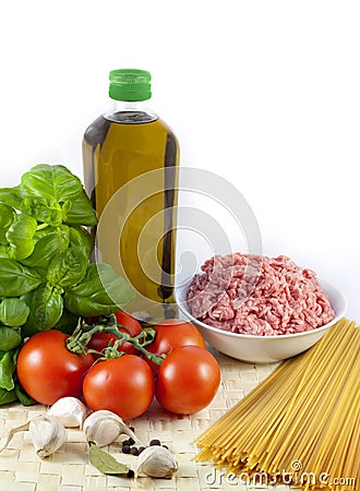 Spaghetti ingredients Stock Photo