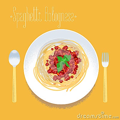 Spaghetti, Italian pasta design element for menu, poster Cartoon Illustration