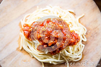 Spaghetti ketchup Stock Photo