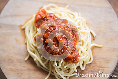 Spaghetti ketchup Stock Photo