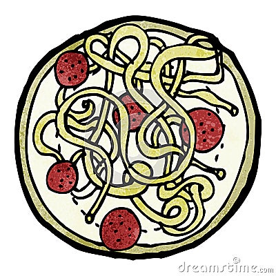 spaghetti and meatballs cartoon Vector Illustration