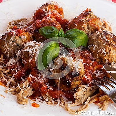 Spaghetti and meatballs Stock Photo