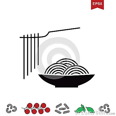 Spaghetti or Noodle Icon Vector Illustration
