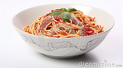 Spaghetti In Oriental Bowl: A Reductionist Form Of Arnoldo Pomodoro Style Stock Photo
