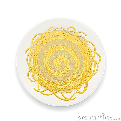 Spaghetti at plate. Pasta. Noodles. Vector illustration. Vector Illustration