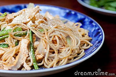 Spaghetti sauteed in olive oil Stock Photo