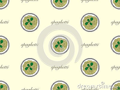 Spaghetti seamless pattern on yellow background Vector Illustration