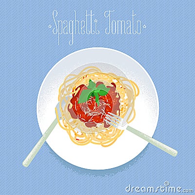 Spaghetti tomato, Italian pasta vector design element Vector Illustration