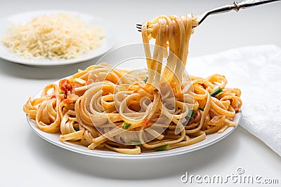 Spaghetti with tomato sauce Stock Photo