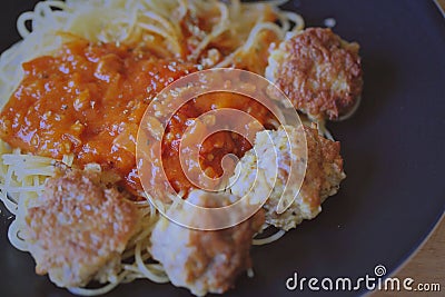 Spaghetti with tomato sauce Stock Photo