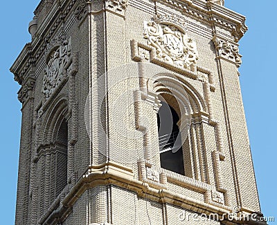 Tower of the church of Pilar. Saragossa Aragon monuments Stock Photo