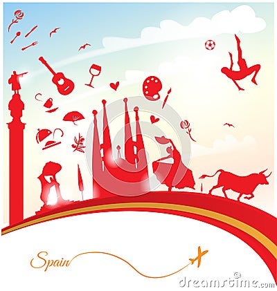 Spain background with flag Vector Illustration