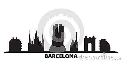 Spain, Barcelona City city skyline isolated vector illustration. Spain, Barcelona City travel black cityscape Vector Illustration