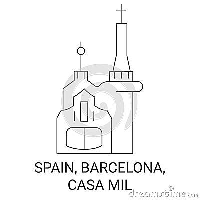 Spain, Barcelona, Park Guell travel landmark vector illustration Vector Illustration
